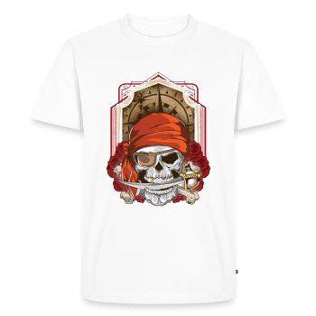 Jolly Roger Flag Skull and Crossbones Pirate - Men's Premium Organic T-Shirt - white - Front - Nico (187cm)