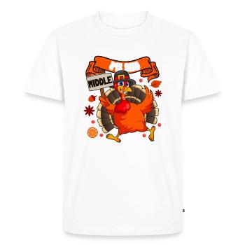 Je suis la Dinde du Milieu - T-shirt Premium bio Homme - blanc - Devant - Nico (187cm)