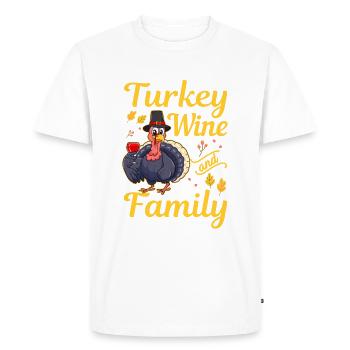 WTF Turkey Wine And Family Funny Thanksgiving - Men's Premium Organic T-Shirt - white - Front - Nico (187cm)
