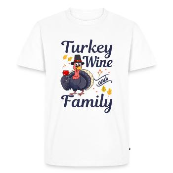 WTF Turkey Wine And Family Funny Thanksgiving - Men's Premium Organic T-Shirt - white - Front - Nico (187cm)