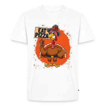 Manger de la pizza - T-shirt Premium bio Homme - blanc - Devant - Nico (187cm)