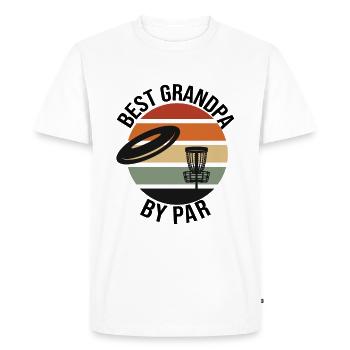 Best Grandpa By Par Fathers Day Frisbee Disc Golf - Men's Premium Organic T-Shirt - white - Front - Nico (187cm)
