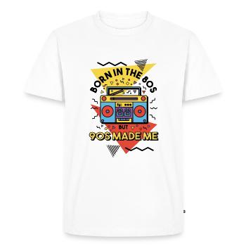 Né dans les années 80 mais les années 90 m’ont fait 90er Party - T-shirt Premium bio Homme - blanc - Devant - Nico (187cm)