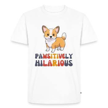 Pawsitively Hilarious Corgi - Men's Premium Organic T-Shirt - white - Front - Nico (187cm)