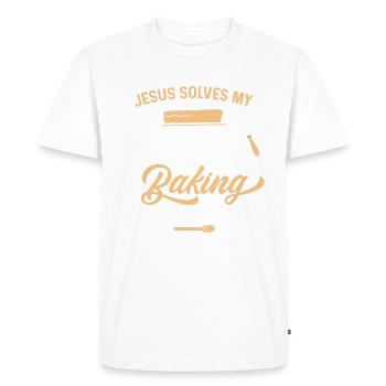 Jesus And Baking Funny Christian Baker Chef - Men's Premium Organic T-Shirt - white - Front - Nico (187cm)