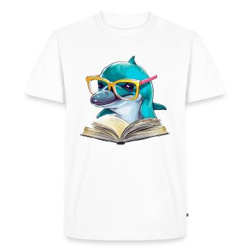 Molo le dauphin savant - T-shirt Premium bio Homme - blanc - Devant - Nico (187cm)