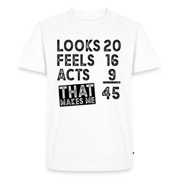 45 anniversaire 35 ans de cadeau - T-shirt Premium bio Homme - blanc - Devant - Nico (187cm)