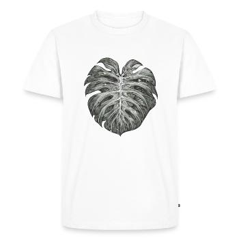 Feuille de monstre surréaliste, motif végétal - T-shirt Premium bio Homme - blanc - Devant - Nico (187cm)