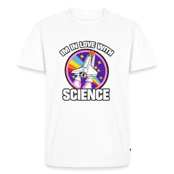 Les filles aiment ROCKET SCIENCE RAINBOW RÉTRO T-SHIRT - T-shirt Premium bio Homme - blanc - Devant - Nico (187cm)