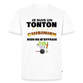Tonton a la cuisine Oncle cuisinier - T-shirt Premium bio Homme - blanc - Devant - Nico (187cm)