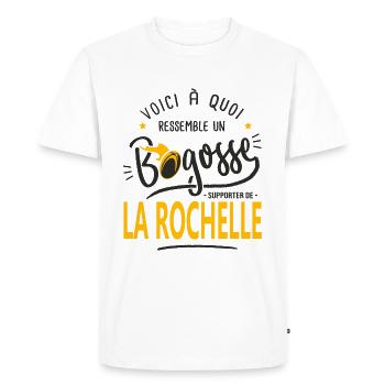 rugby La Rochelle bogosse sport rugby supporter - T-shirt Premium bio Homme - blanc - Devant - Nico (187cm)