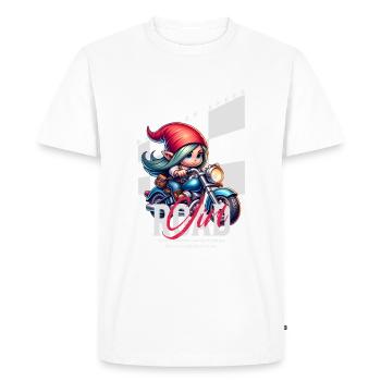 Road Girl née pour la vitesse - T-shirt Premium bio Homme - blanc - Devant - Nico (187cm)