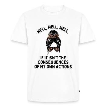 Leopard Messy Bun Consequences Of My Own Actions - Men's Premium Organic T-Shirt - white - Front - Nico (187cm)