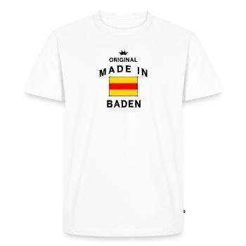 Fabriqué à Baden Baden Baden cadeau de naissance - T-shirt Premium bio Homme - blanc - Devant - Nico (187cm)