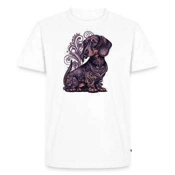 Dachshund art - Men's Premium Organic T-Shirt - white - Front - Nico (187cm)