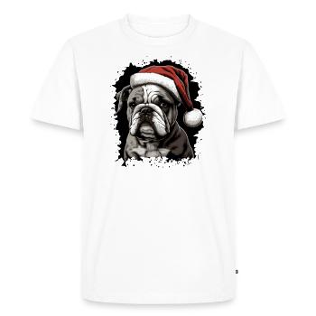 Chiot bouledogue de Noël anglais - T-shirt Premium bio Homme - blanc - Devant - Nico (187cm)