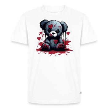 Cute Creepy Teddy Bear - Men's Premium Organic T-Shirt - white - Front - Nico (187cm)