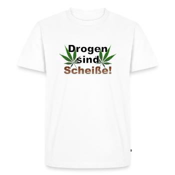 Les drogues sont de la merde, du cannabis, du chanvre, Ganja kiffe - T-shirt Premium bio Homme - blanc - Devant - Nico (187cm)