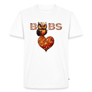 Le hibou aime les seins - T-shirt Premium bio Homme - blanc - Devant - Nico (187cm)