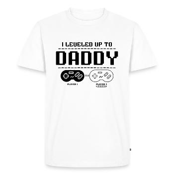 Promu papa en 2025 - T-shirt Premium bio Homme - blanc - Devant - Nico (187cm)