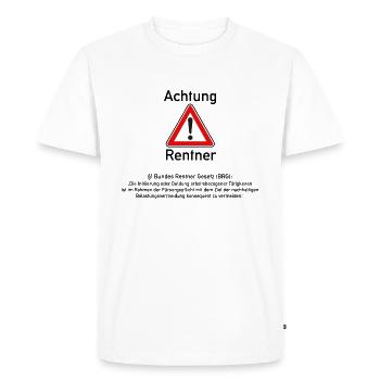 Attention pensioners - Men's Premium Organic T-Shirt - white - Front - Nico (187cm)
