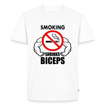 Smoking shrinks the biceps - Men's Premium Organic T-Shirt - white - Front - Nico (187cm)
