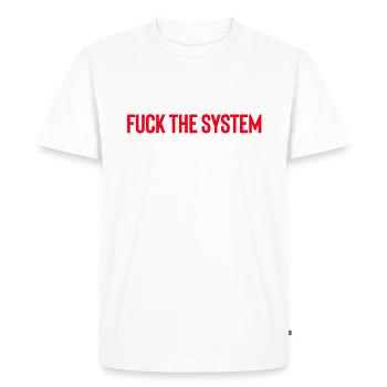 Fuck the system rot - Systemkritik Shirt - T-shirt Premium bio Homme - blanc - Devant - Nico (187cm)