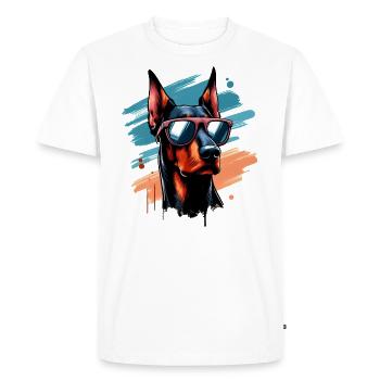 Doberman Pischer The Model - Men's Premium Organic T-Shirt - white - Front - Nico (187cm)