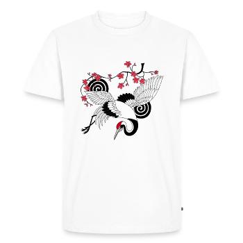 Oiseau de la grue de la chance - T-shirt Premium bio Homme - blanc - Devant - Nico (187cm)