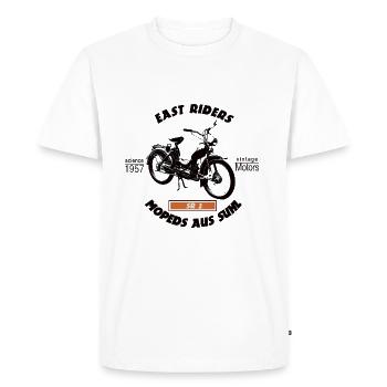 Est Riders Cyclomoteurs de Suhl - T-shirt Premium bio Homme - blanc - Devant - Nico (187cm)