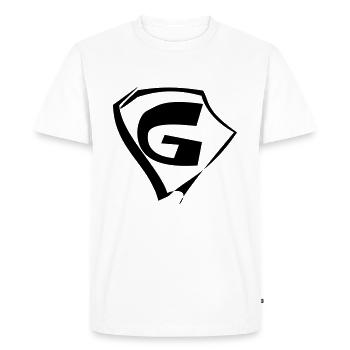 Emblem G logo - Men's Premium Organic T-Shirt - white - Front - Nico (187cm)
