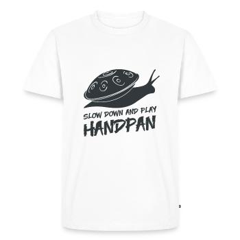 Handpan Hang T-Shirt Musique Sound Snail - T-shirt Premium bio Homme - blanc - Devant - Nico (187cm)