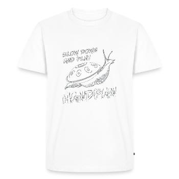 Handpan Hang T-Shirt Musique Sound Snail - T-shirt Premium bio Homme - blanc - Devant - Nico (187cm)