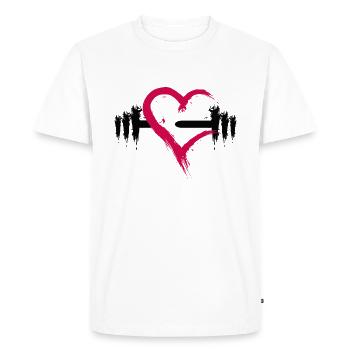 Heart open dumbbell sport - Men's Premium Organic T-Shirt - white - Front - Nico (187cm)