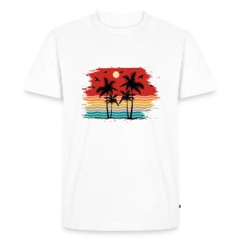 Sunset beach summer gift beach retro - T-shirt Premium bio Homme - blanc - Devant - Nico (187cm)