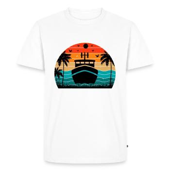 Retro Sunset Boat - Men's Premium Organic T-Shirt - white - Front - Nico (187cm)