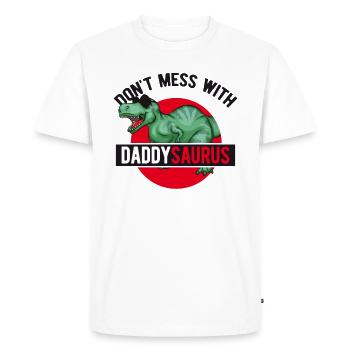 Cadeau Fête des Pères Fête des Pères Daddysauraus - T-shirt Premium bio Homme - blanc - Devant - Nico (187cm)