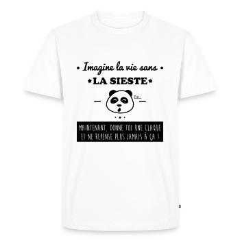 Imagine la vie sans la sieste,humour,citations - T-shirt Premium bio Homme - blanc - Devant - Nico (187cm)