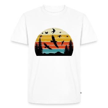 Retro Birding Sunset Vintage Bird Sunrise - T-shirt Premium bio Homme - blanc - Devant - Nico (187cm)