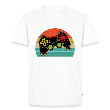 Retro Sunset Heart Gaming Controllers Gamer Cadeau - T-shirt Premium bio Homme - blanc - Devant - Nico (187cm)