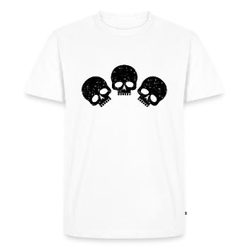 Trois têtes de mort | distressed têtes de mort - T-shirt Premium bio Homme - blanc - Devant - Nico (187cm)