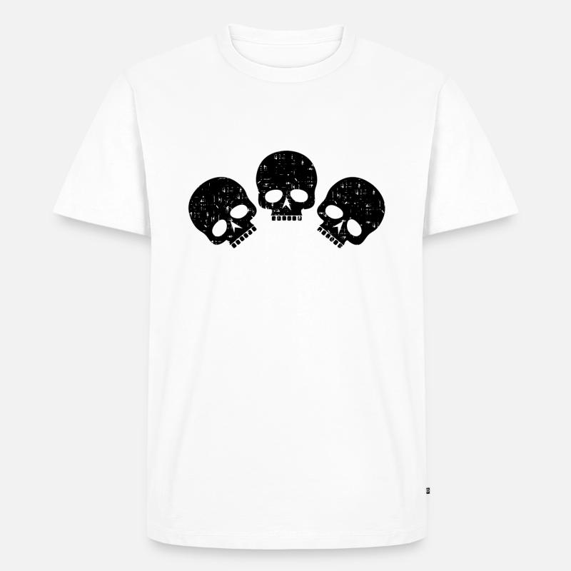 Drei Totenköpfe | distressed Totenköpfe - Männer Premium Bio T-Shirt - Weiß
