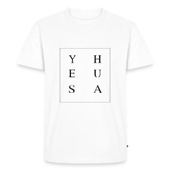 YESHUA retro - Men's Premium Organic T-Shirt - white - Front - Nico (187cm)