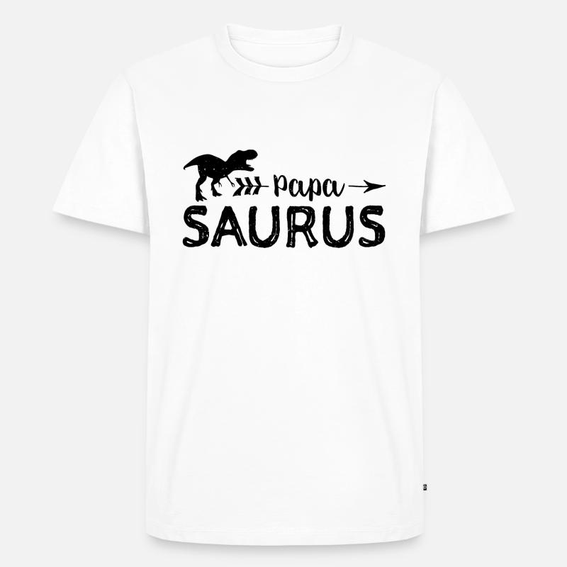 Papa Saurus - Vater - Männer Premium Bio T-Shirt - Weiß