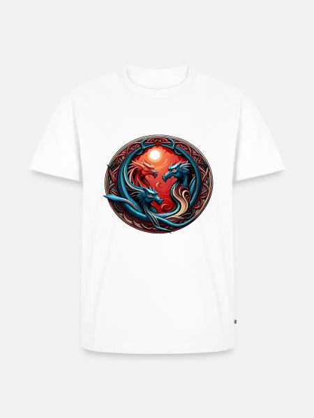 DRAGON FIGHT SYMBOL - Männer Premium Bio T-Shirt - Weiß