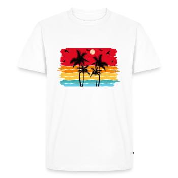Sunset beach summer gift beach retro - T-shirt Premium bio Homme - blanc - Devant - Nico (187cm)