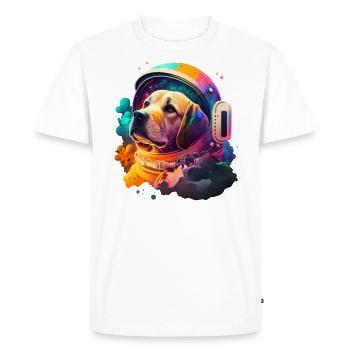 Dog Astronaut - Men's Premium Organic T-Shirt - white - Front - Nico (187cm)