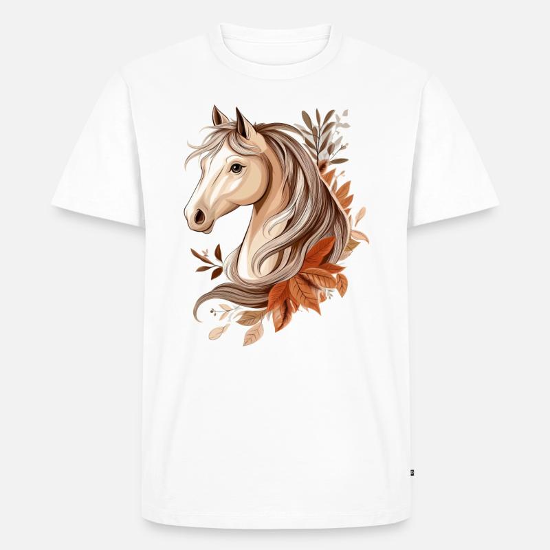 Pferd Herbst - Männer Premium Bio T-Shirt - Weiß