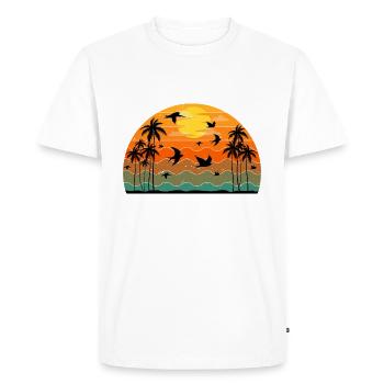 Retro Birding Sunset Vintage Bird Sunrise - T-shirt Premium bio Homme - blanc - Devant - Nico (187cm)