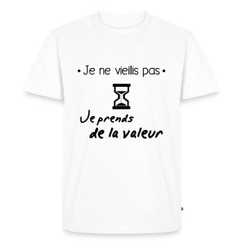 Je ne vieillis pas, idée cadeau anniversaire - T-shirt Premium bio Homme - blanc - Devant - Nico (187cm)